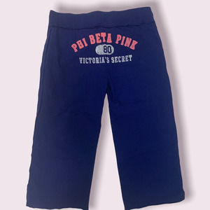Vintage Victoria’s Secret PinK 80 Dog Capri Cropped Sweatpants Phi Beta Graphic